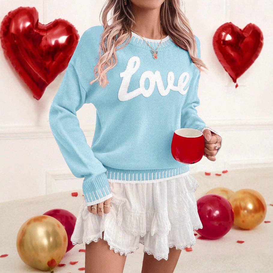 Valentine Day Long Sleeve Round Neck Knit Sweater - Image 4
