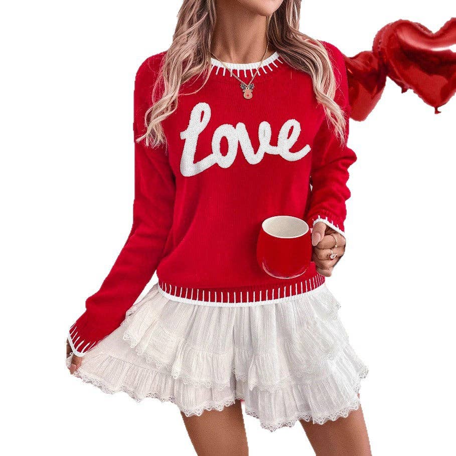 Valentine Day Long Sleeve Round Neck Knit Sweater - Image 5