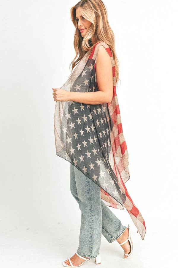 Vintage Americana Flag Printed Vest - Image 2
