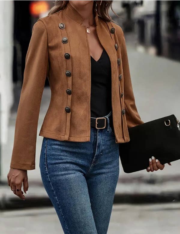 Vintage deerskin velvet double-breasted slim-fit jacket - Image 5