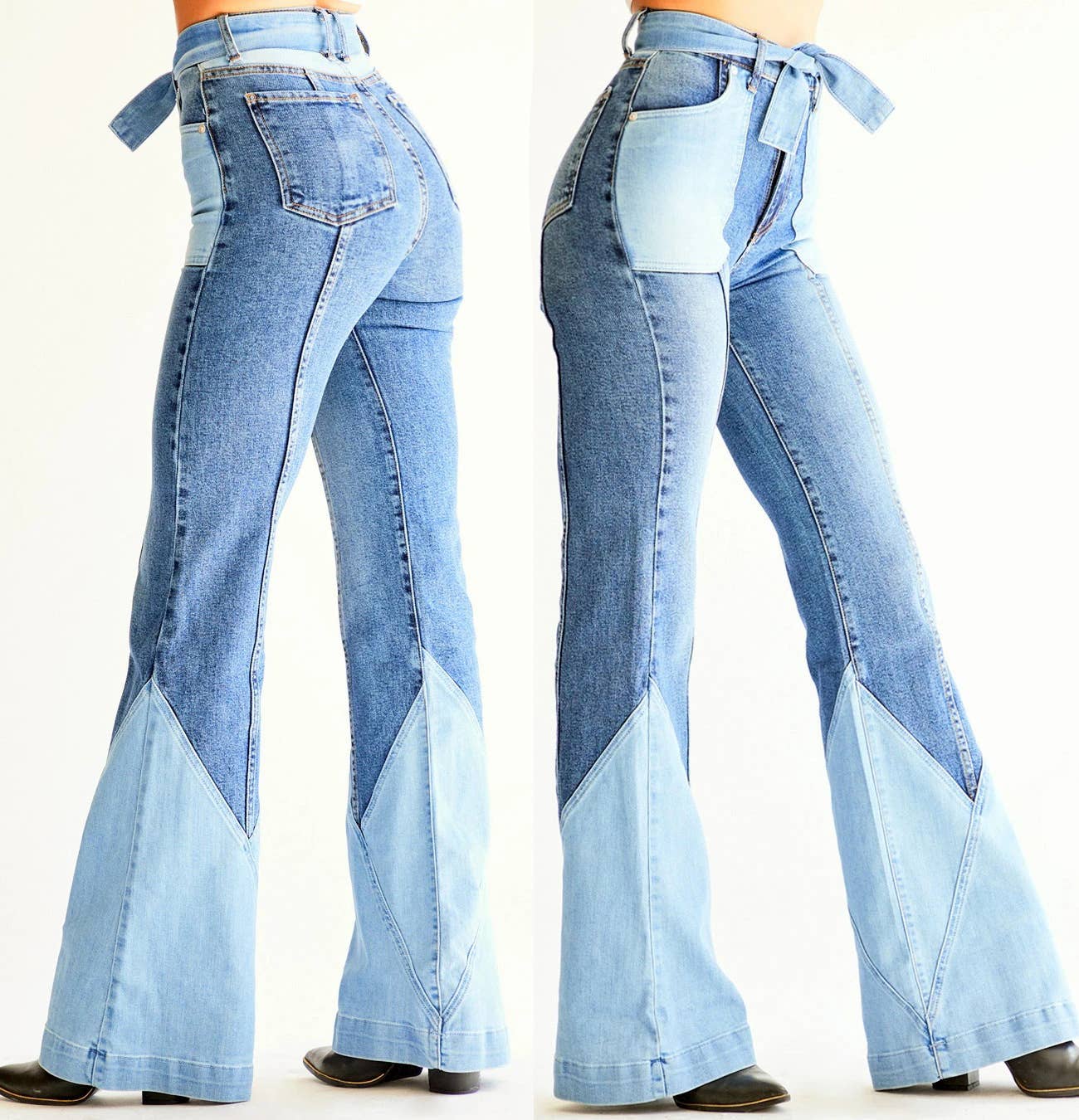 Vintage high rise denim jeans flared pants - Image 4