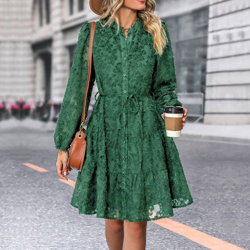 Vintage Lace Long Sleeve Puff Sleeve Cross Border Dress - Image 10