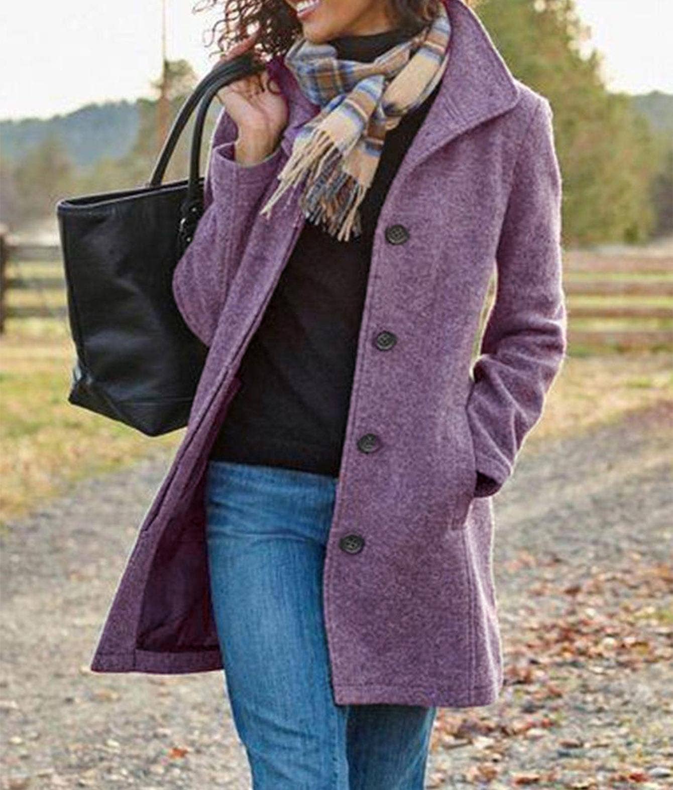 Vintage Mid-Length Tweed Coat - Image 2