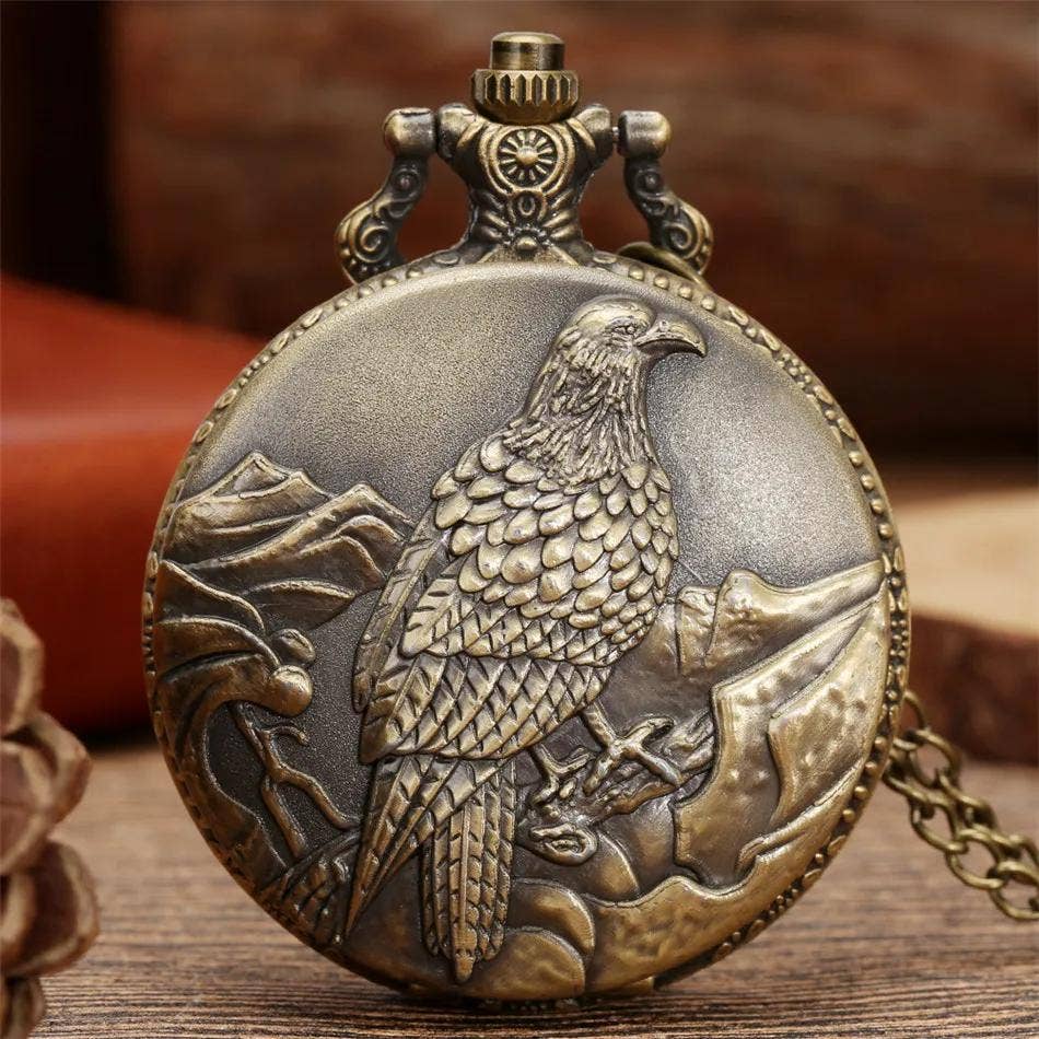 Vintage Old Eagle Display Quartz Pocket Watch - Image 3