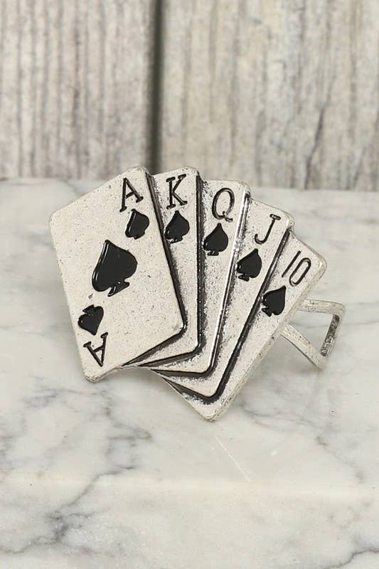 WESTERN ACE OF SPADE ROYAL FLUSH CUFF RING R16260 - Image 2