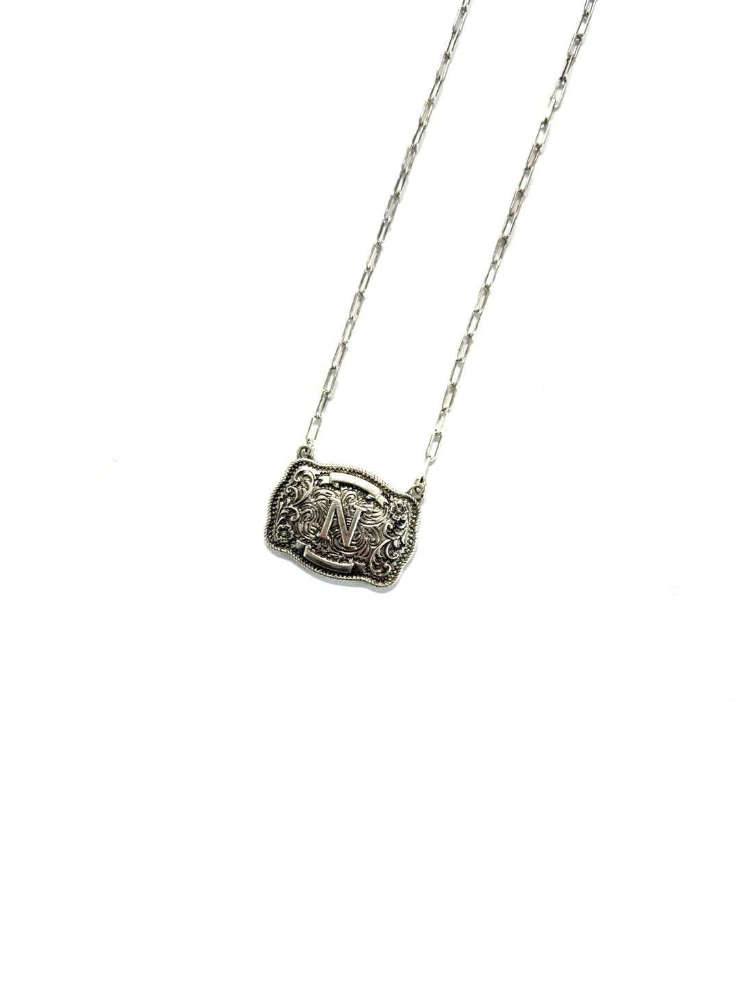 Western Belt Buckle Initial Necklace - Image 15