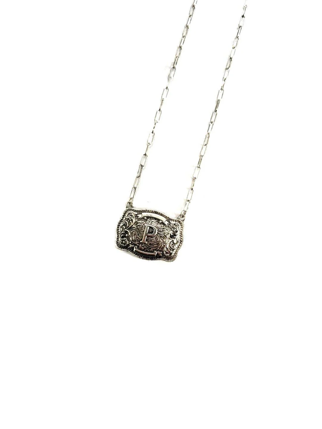 Western Belt Buckle Initial Necklace - Image 17
