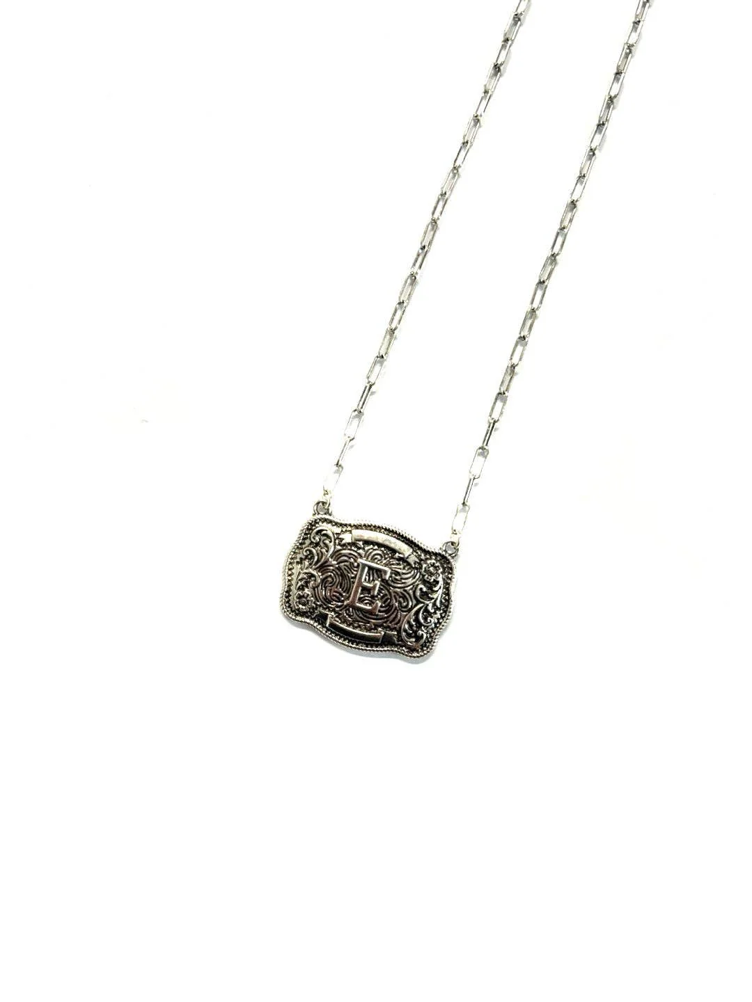 Western Belt Buckle Initial Necklace - Image 2