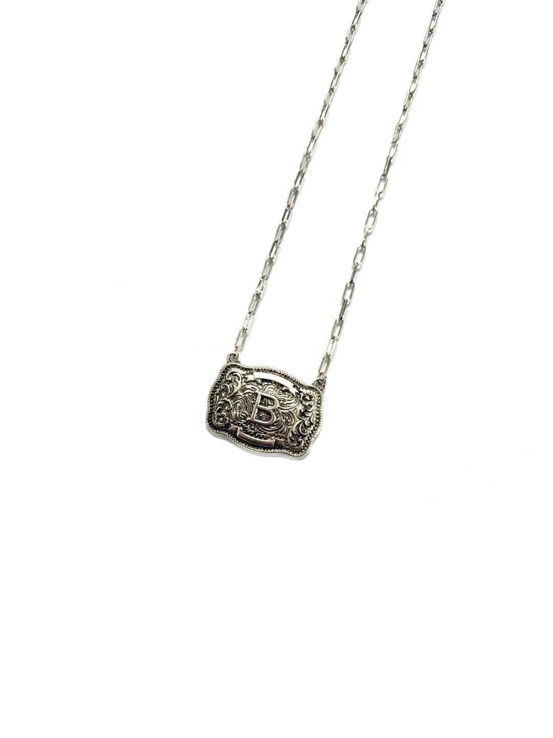 Western Belt Buckle Initial Necklace - Image 6