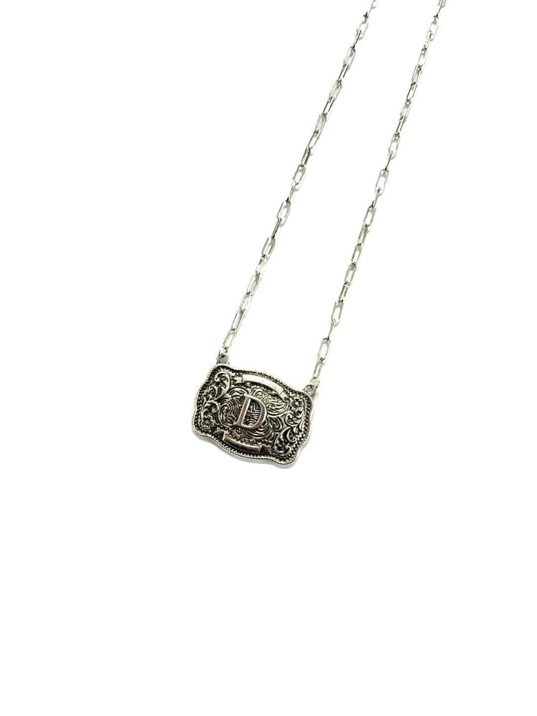 Western Belt Buckle Initial Necklace - Image 8