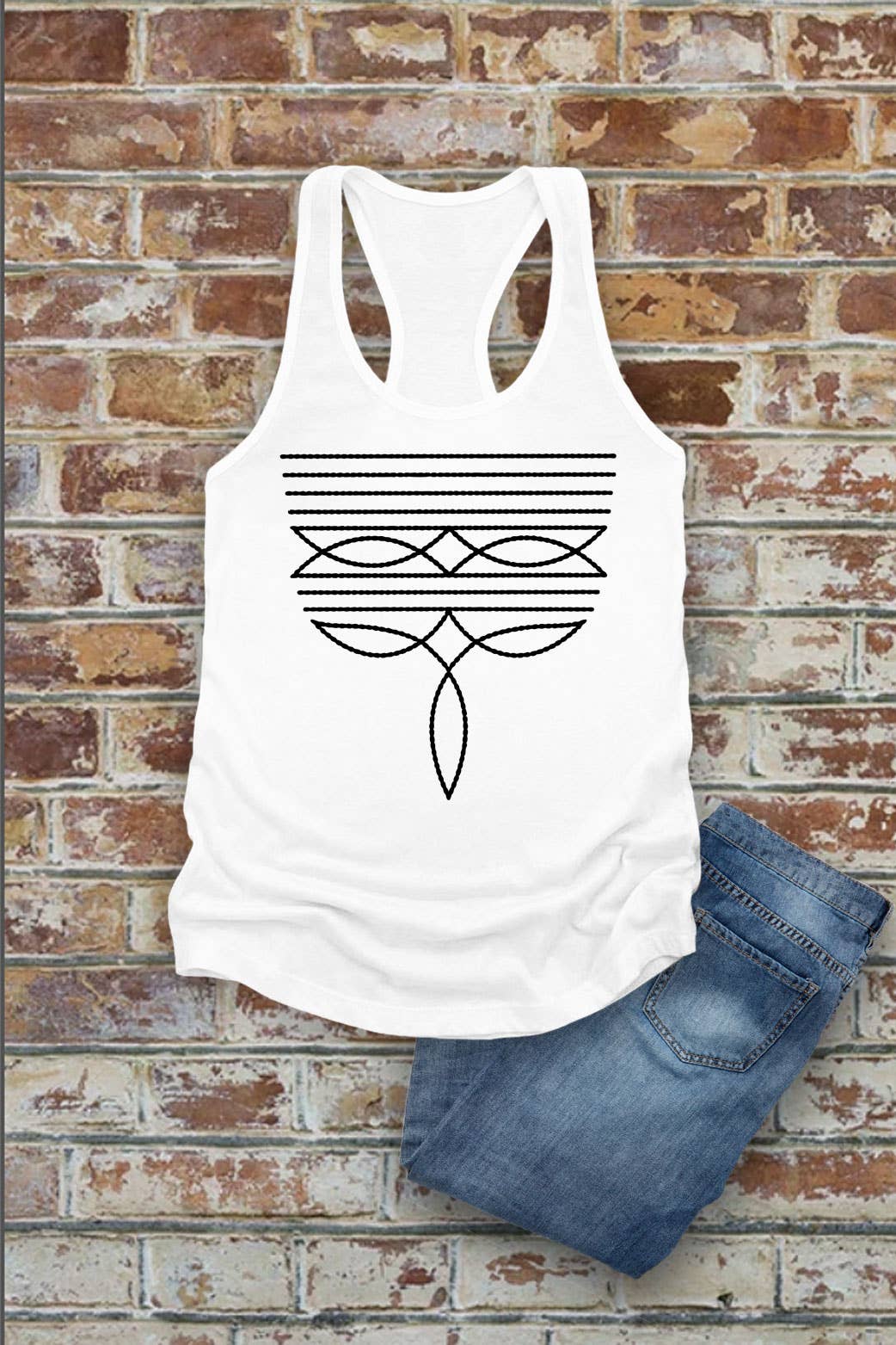 Western Boot Stitch, Women Fitted Racerback Tank Top