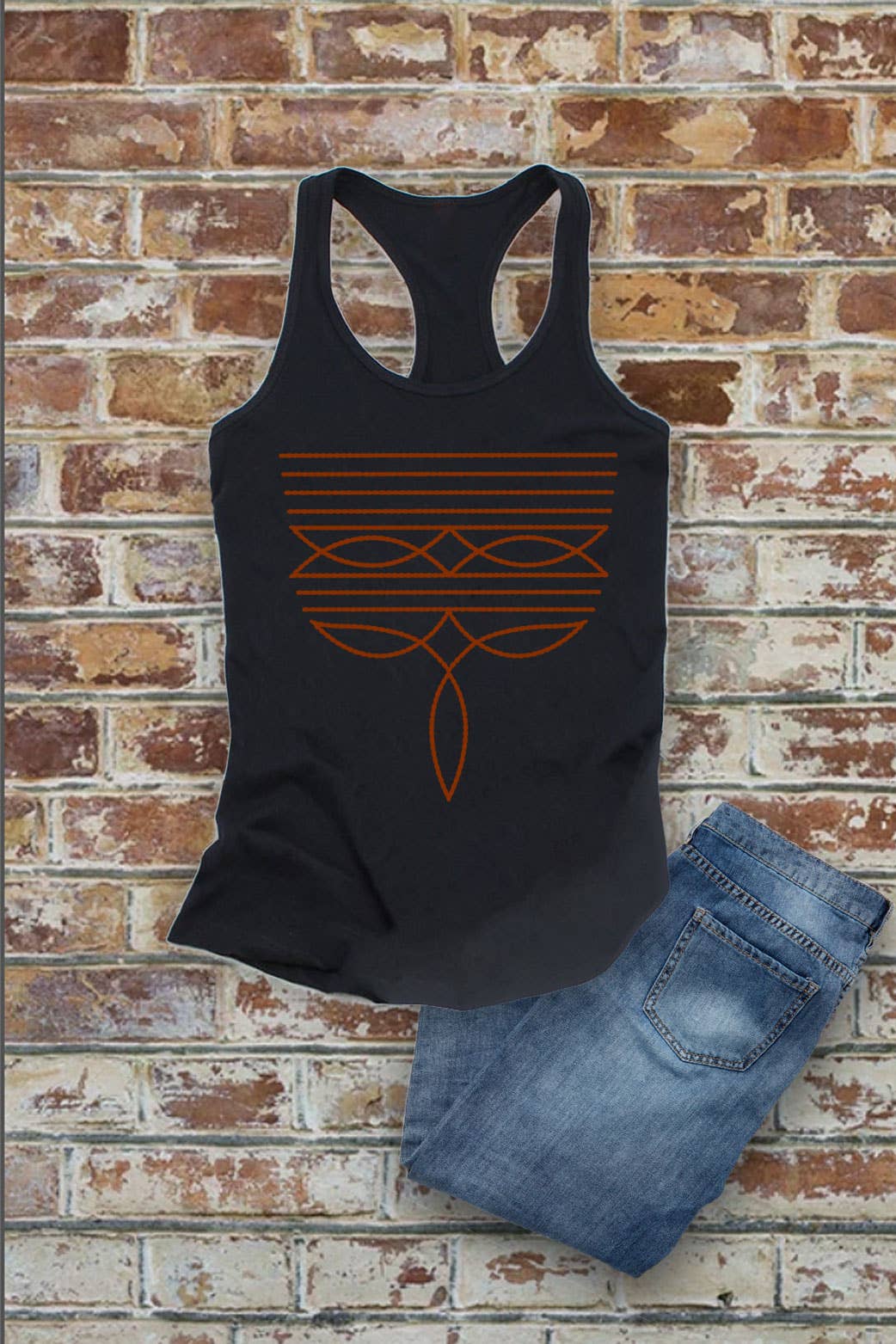 Western Boot Stitch, Women Fitted Racerback Tank Top - Image 5