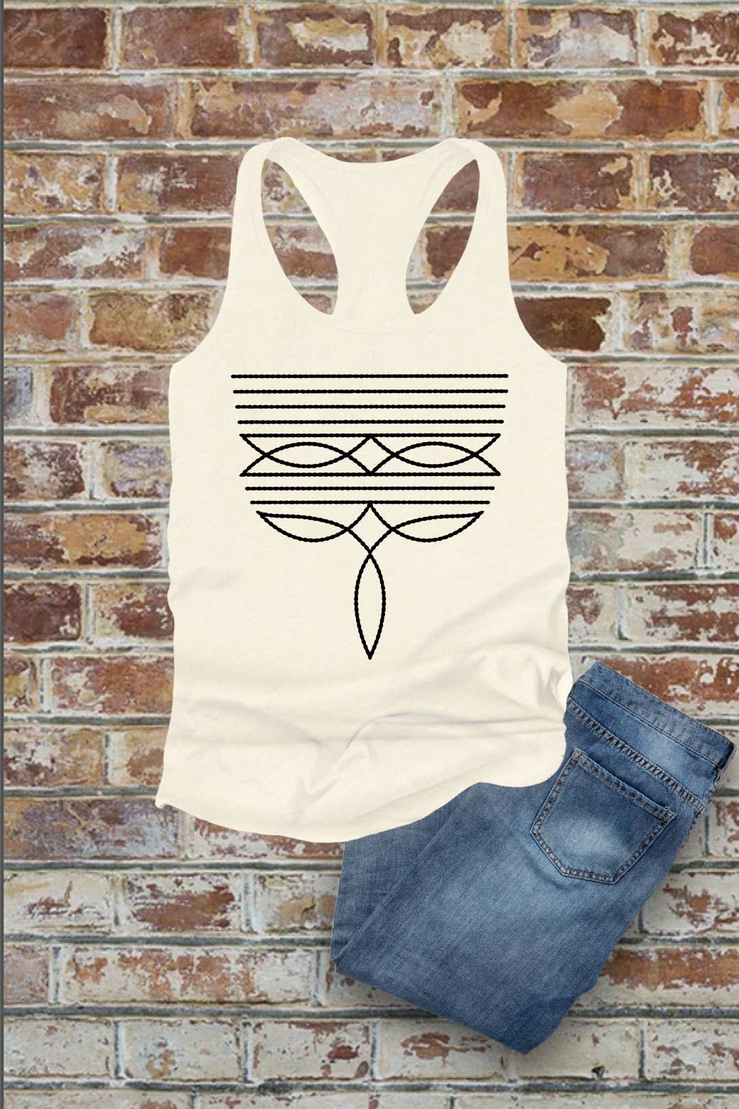 Western Boot Stitch, Women Fitted Racerback Tank Top - Image 6
