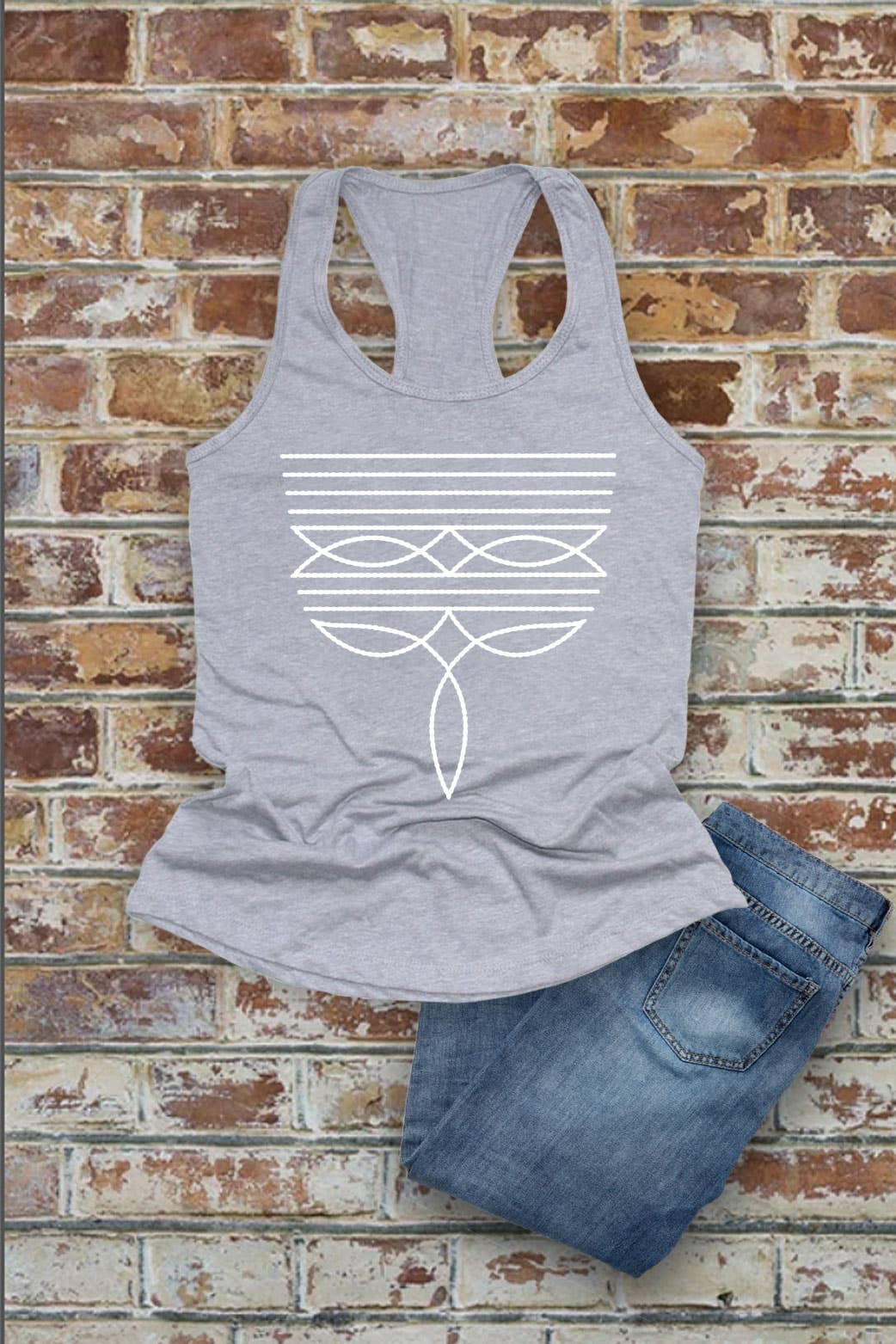 Western Boot Stitch, Women Fitted Racerback Tank Top - Image 7