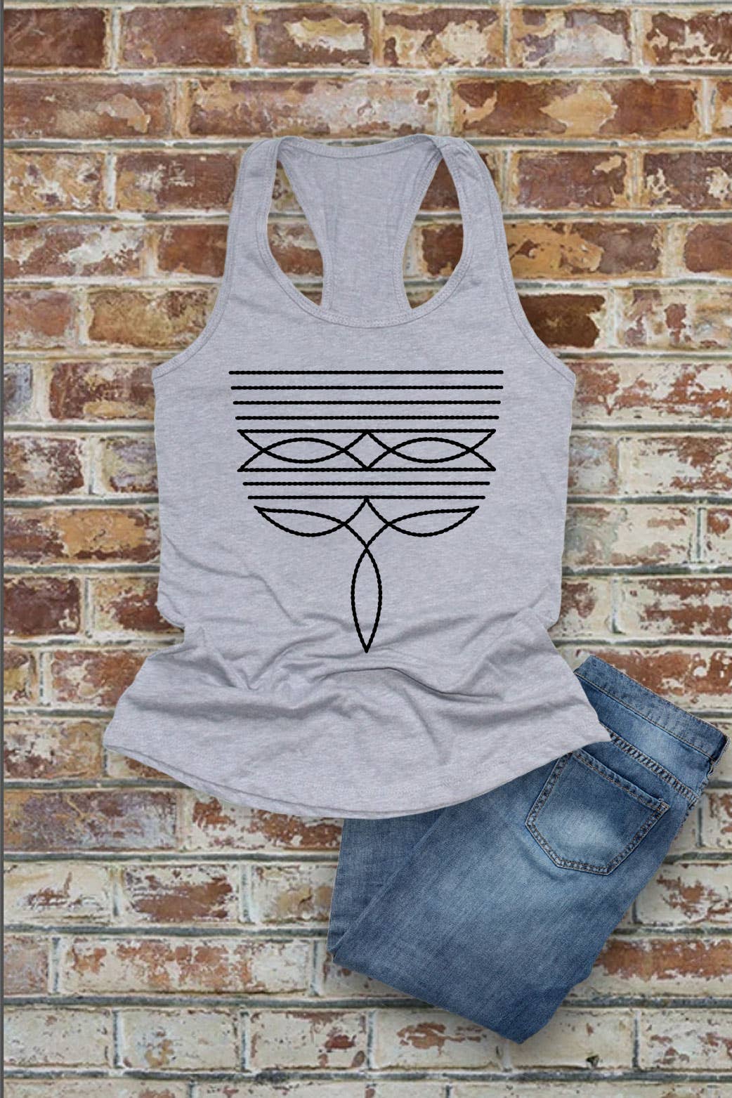 Western Boot Stitch, Women Fitted Racerback Tank Top - Image 8