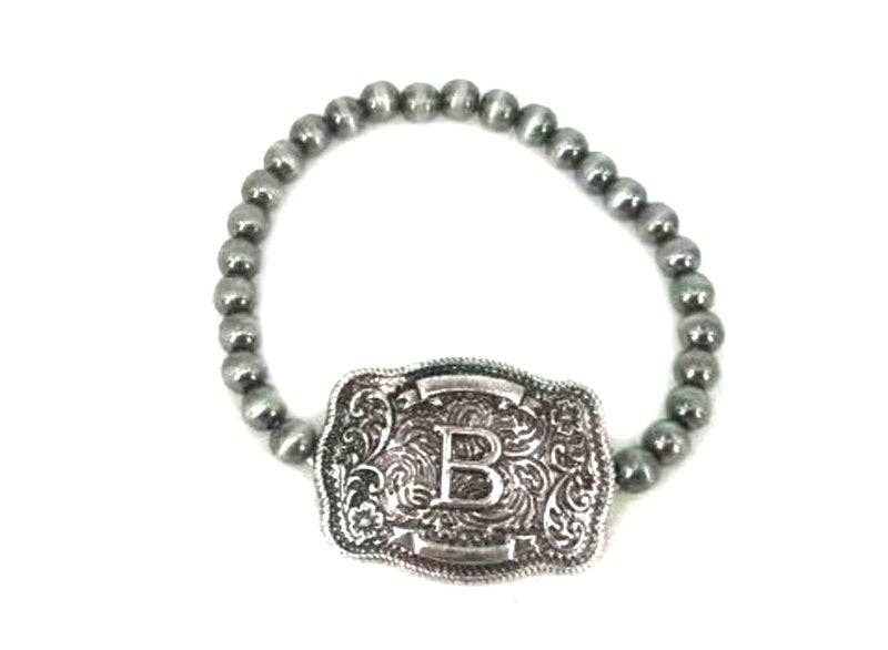 Western Buckle Initial Stretch Bracelet - Image 10