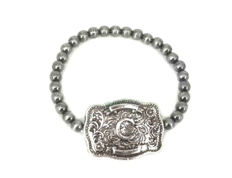 Western Buckle Initial Stretch Bracelet - Image 11