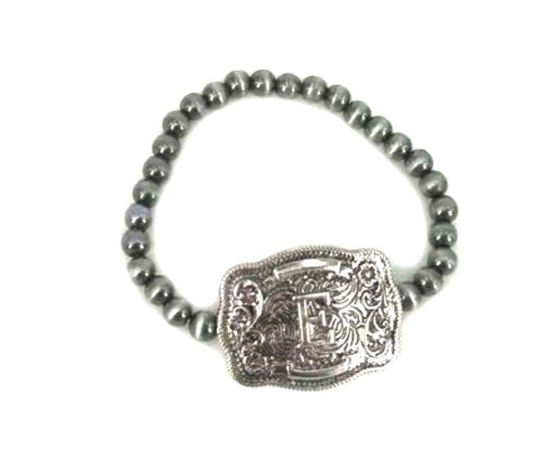 Western Buckle Initial Stretch Bracelet - Image 12