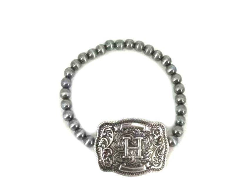 Western Buckle Initial Stretch Bracelet - Image 13
