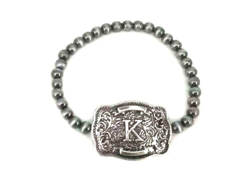 Western Buckle Initial Stretch Bracelet - Image 14