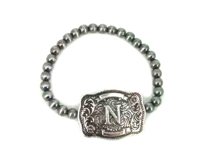 Western Buckle Initial Stretch Bracelet - Image 15