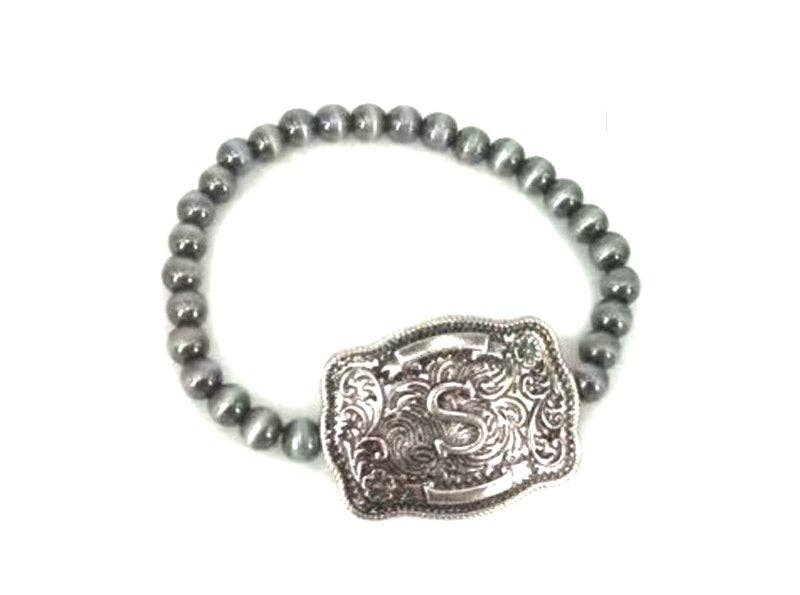 Western Buckle Initial Stretch Bracelet - Image 4