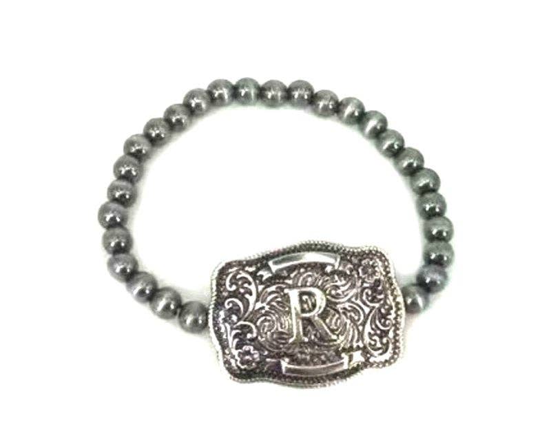 Western Buckle Initial Stretch Bracelet - Image 5