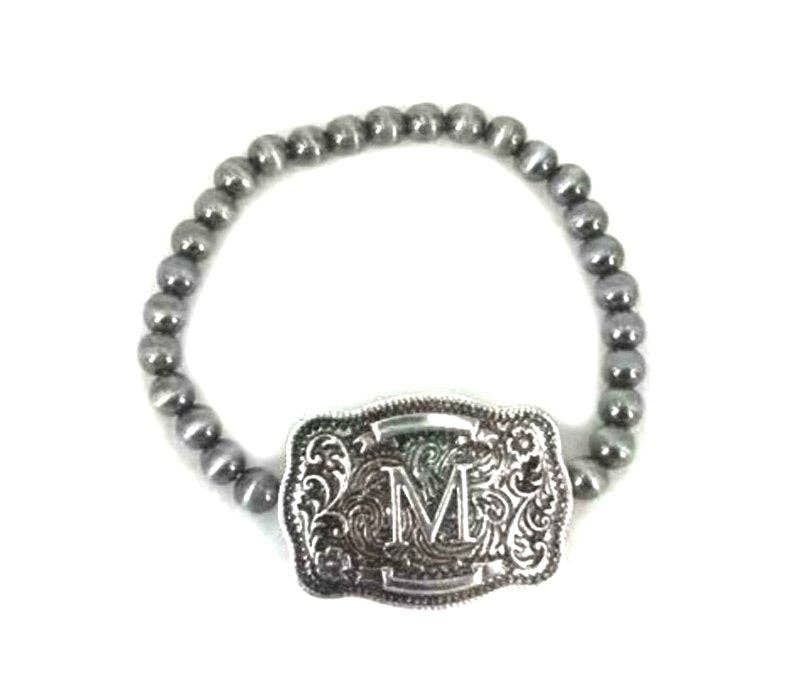 Western Buckle Initial Stretch Bracelet - Image 6