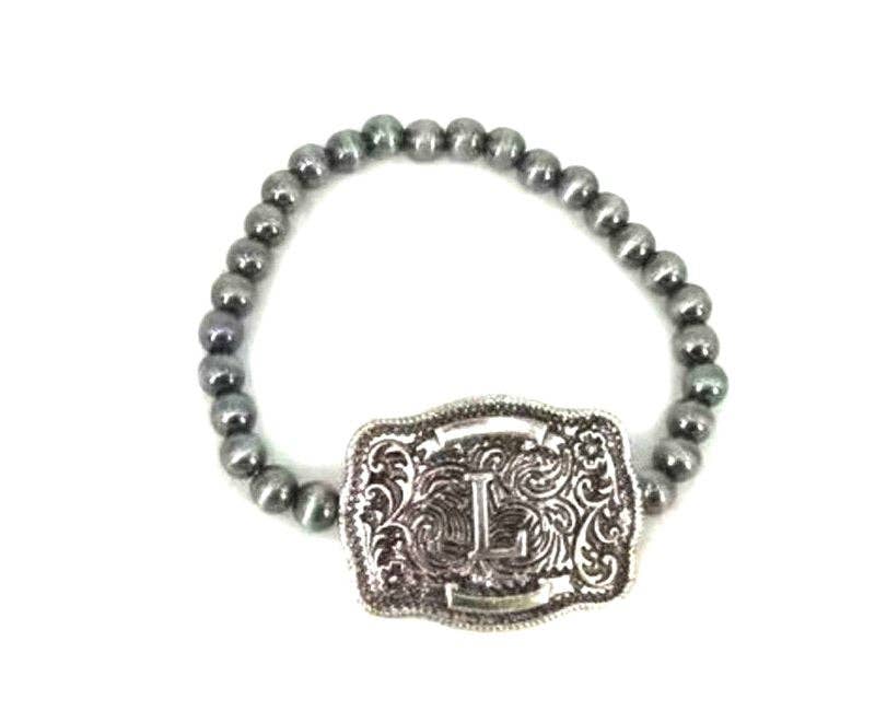 Western Buckle Initial Stretch Bracelet - Image 7