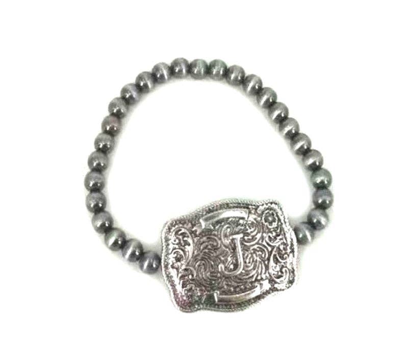 Western Buckle Initial Stretch Bracelet - Image 8