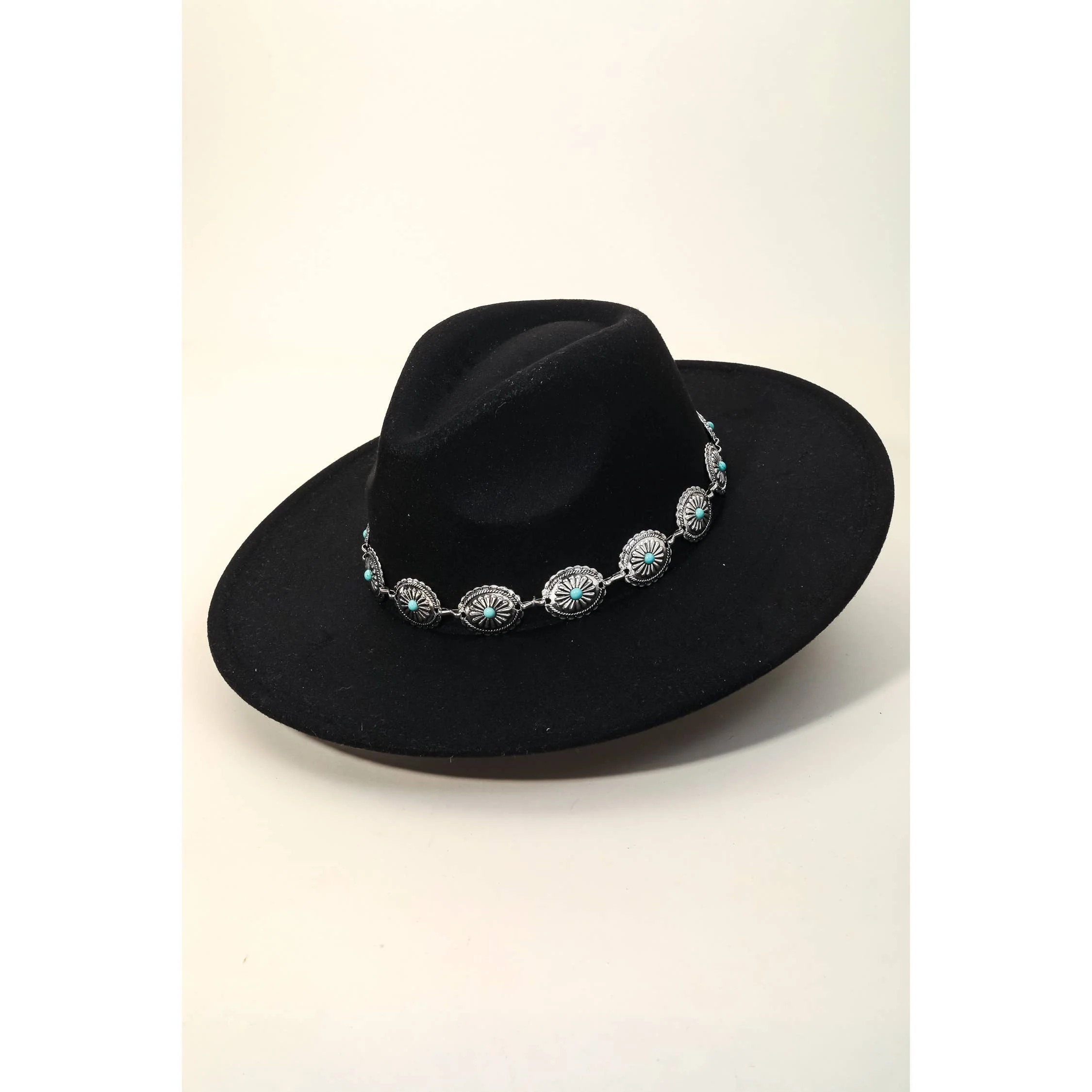 Western Concho Chain Fedora Hat - Image 2