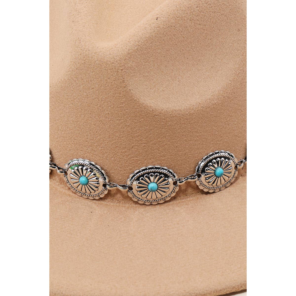 Western Concho Chain Fedora Hat - Image 4