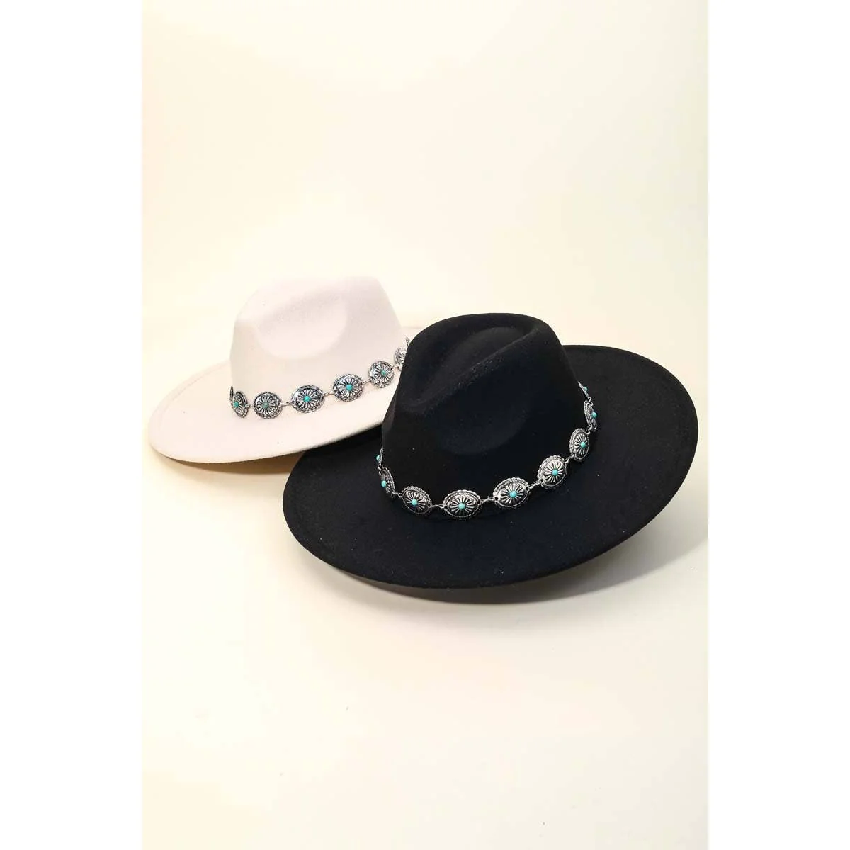 Western Concho Chain Fedora Hat - Image 7