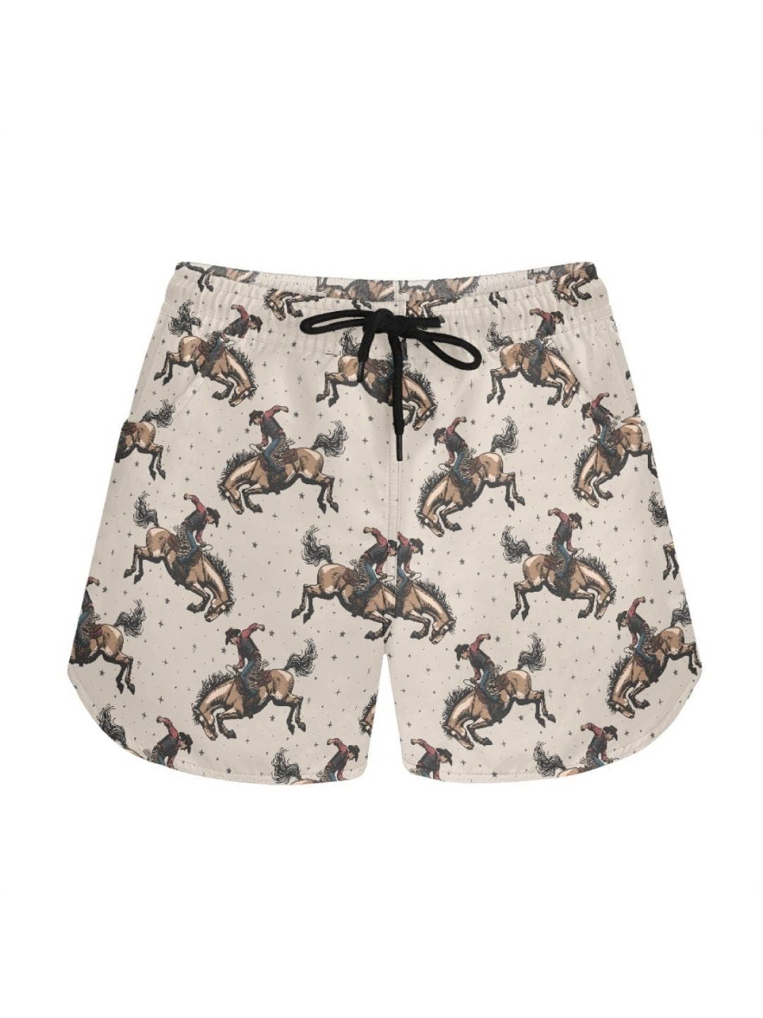 Western cowboy Rodeo & bow & Checkered air mesh shorts