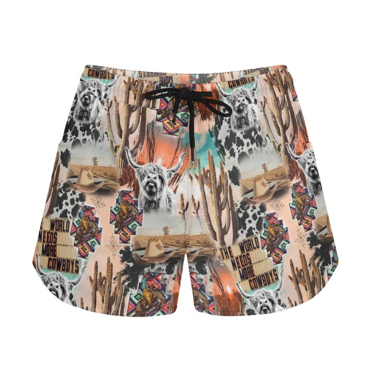 Western cowboy Rodeo & bow & Checkered air mesh shorts - Image 5
