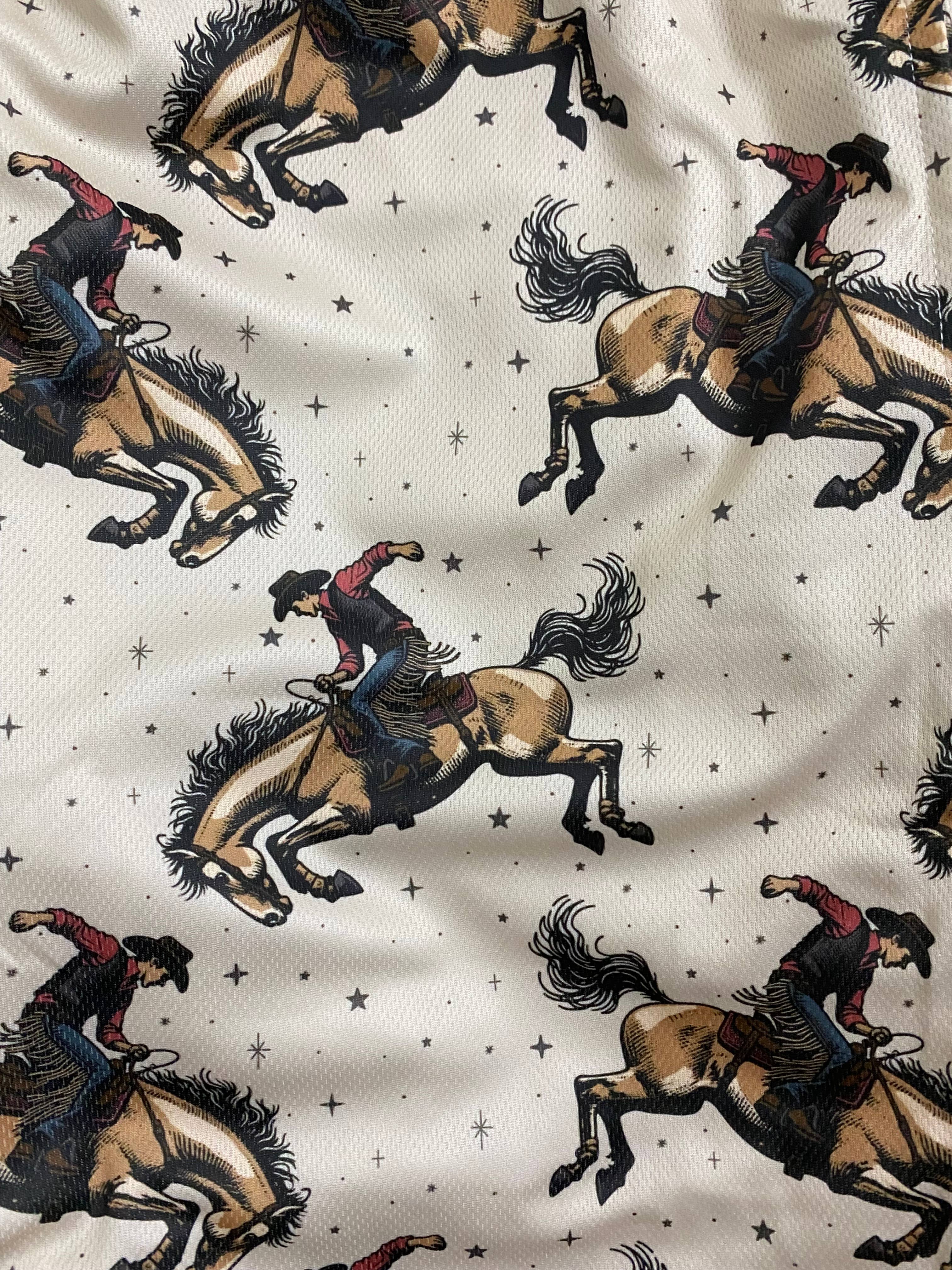 Western cowboy Rodeo & bow & Checkered air mesh shorts - Image 6