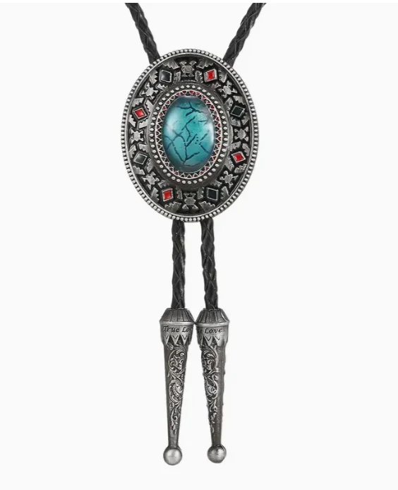 Western Cowboy Turquoise Bolo Tie