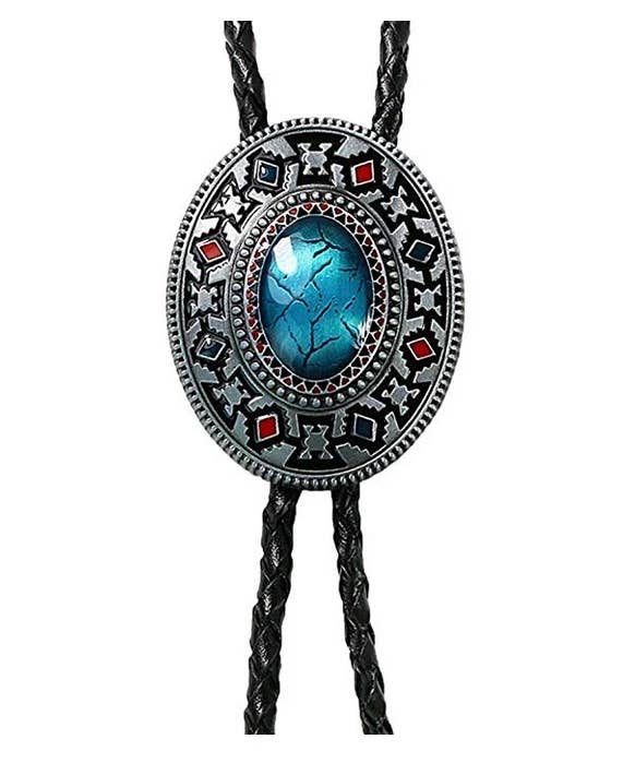 Western Cowboy Turquoise Bolo Tie - Image 2