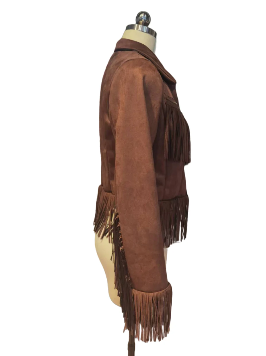 Western cowgirl fringed suede fitted jacket - Image 4