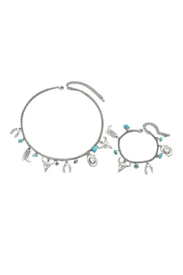 Western Cowgirl Necklace and Bracelet Set ZK2557 - Image 3