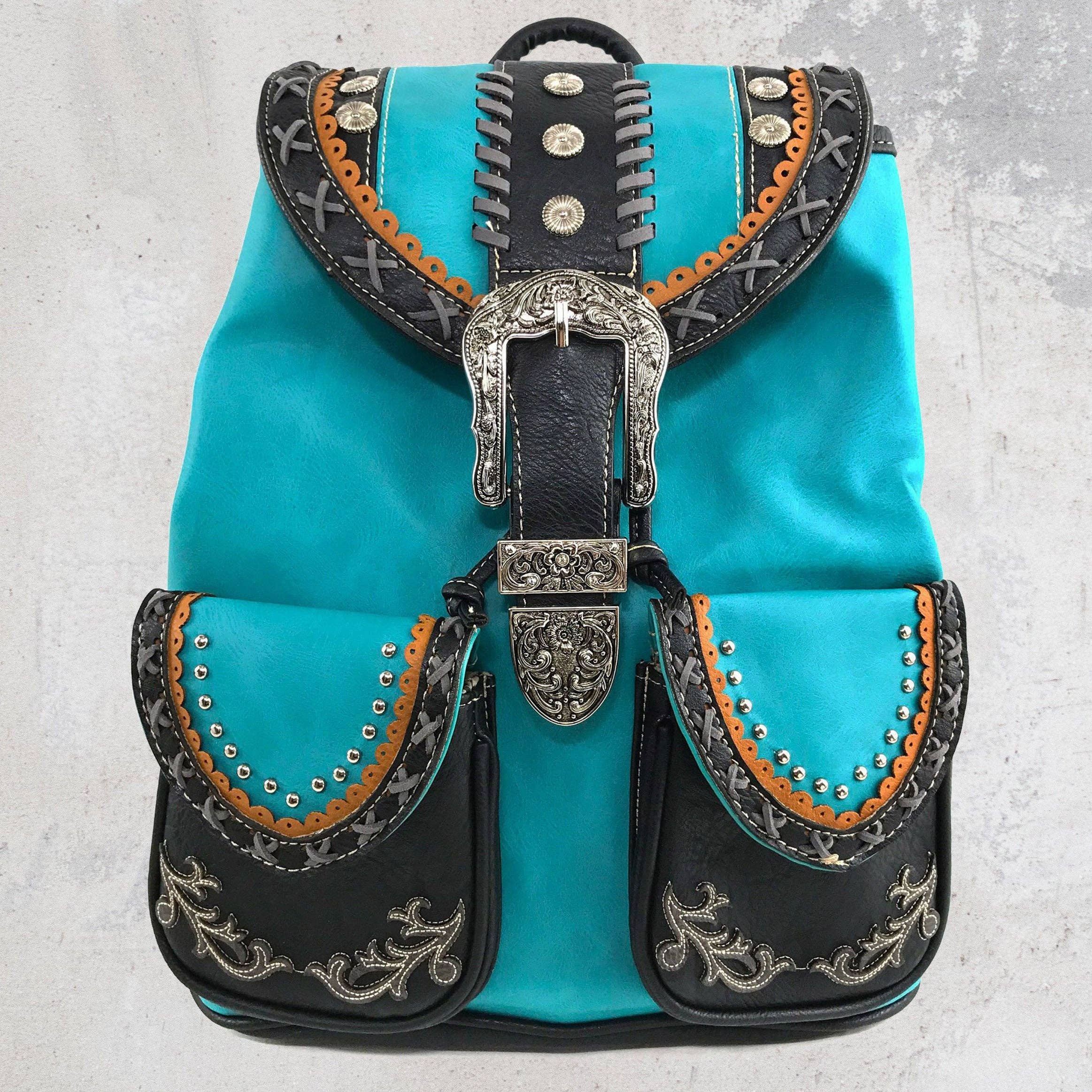 Western Leather Buckle Backpack - Image 6