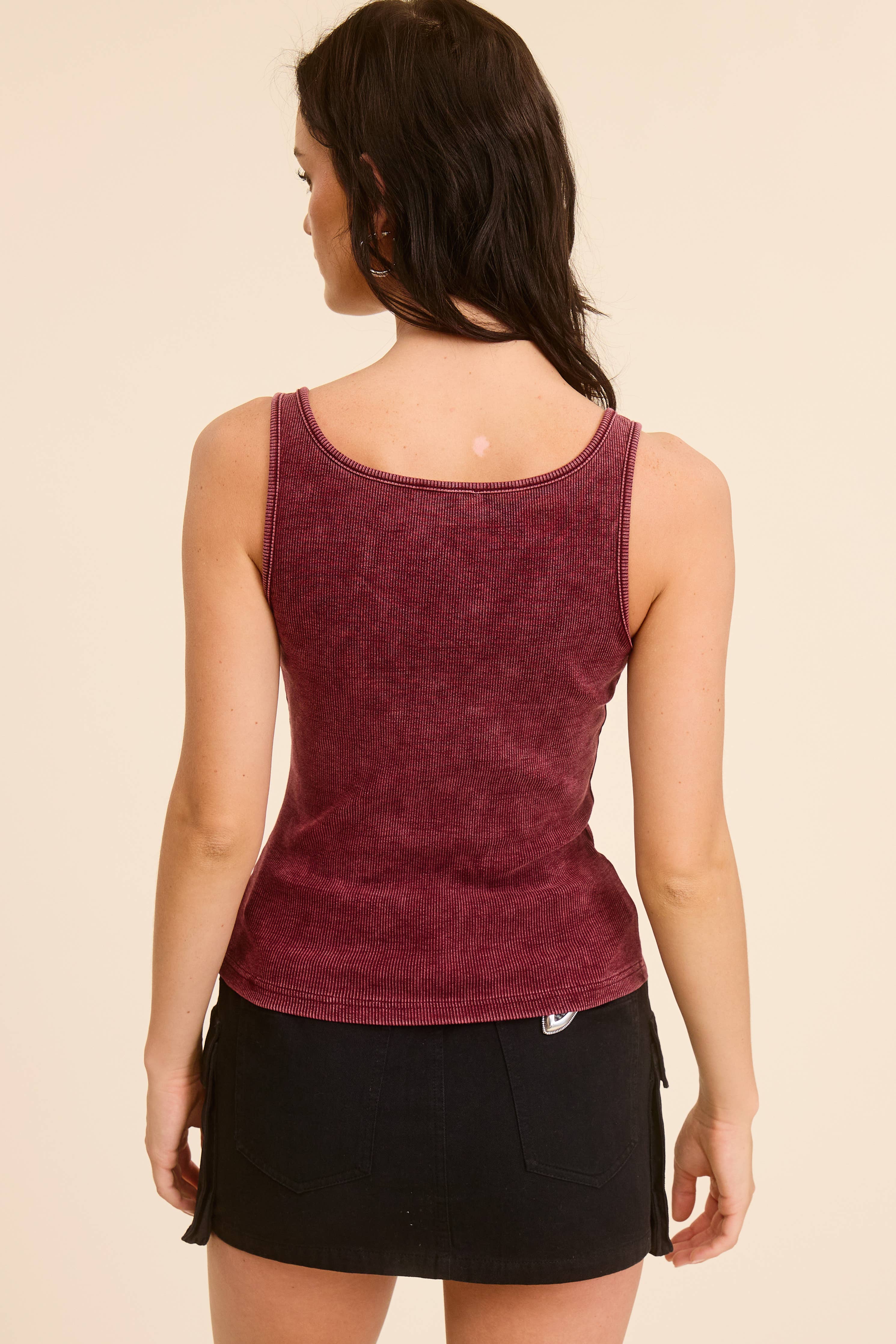 Western Silver Belt Trim Washed Tank Top - Image 10