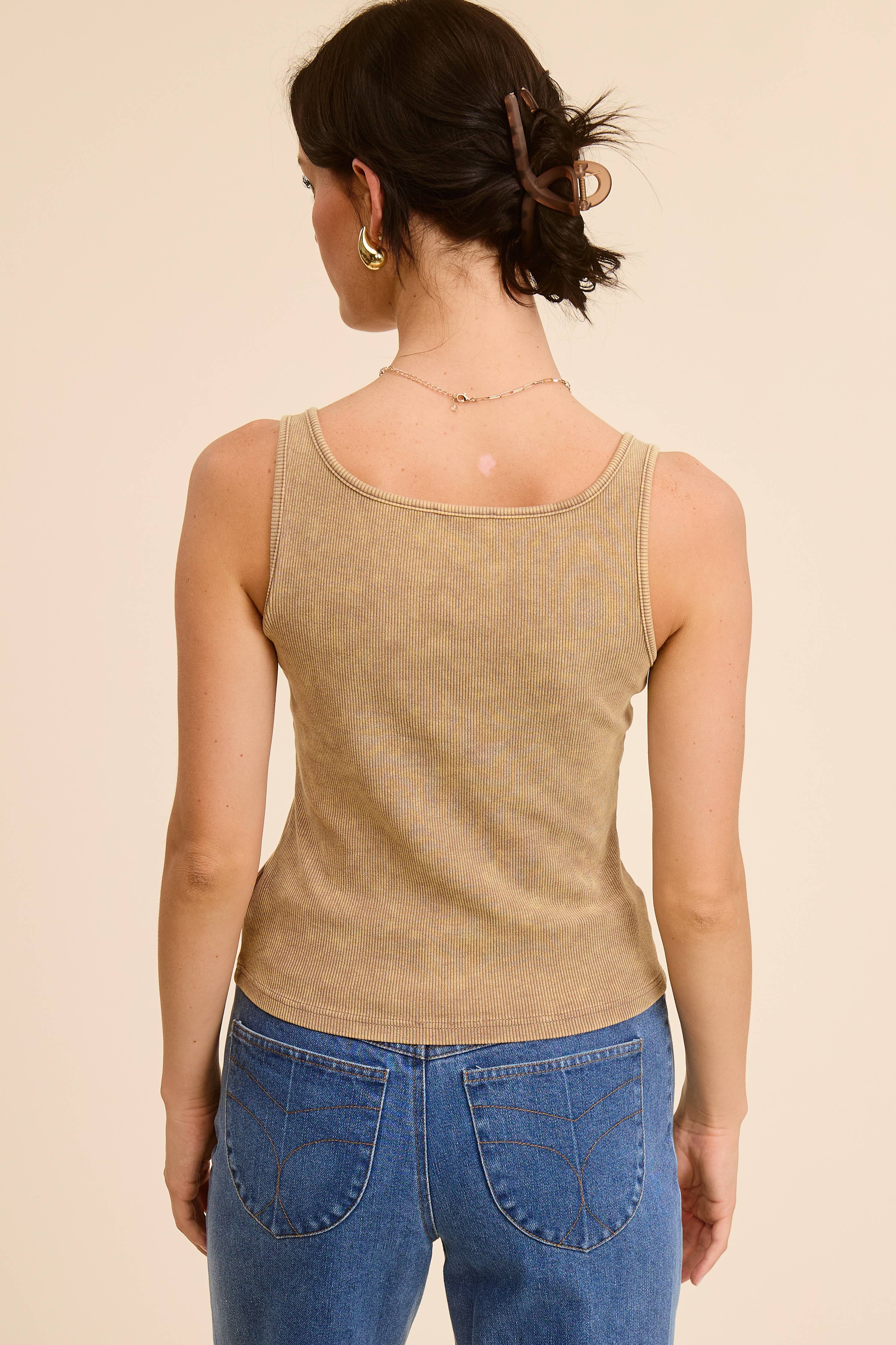 Western Silver Belt Trim Washed Tank Top - Image 15