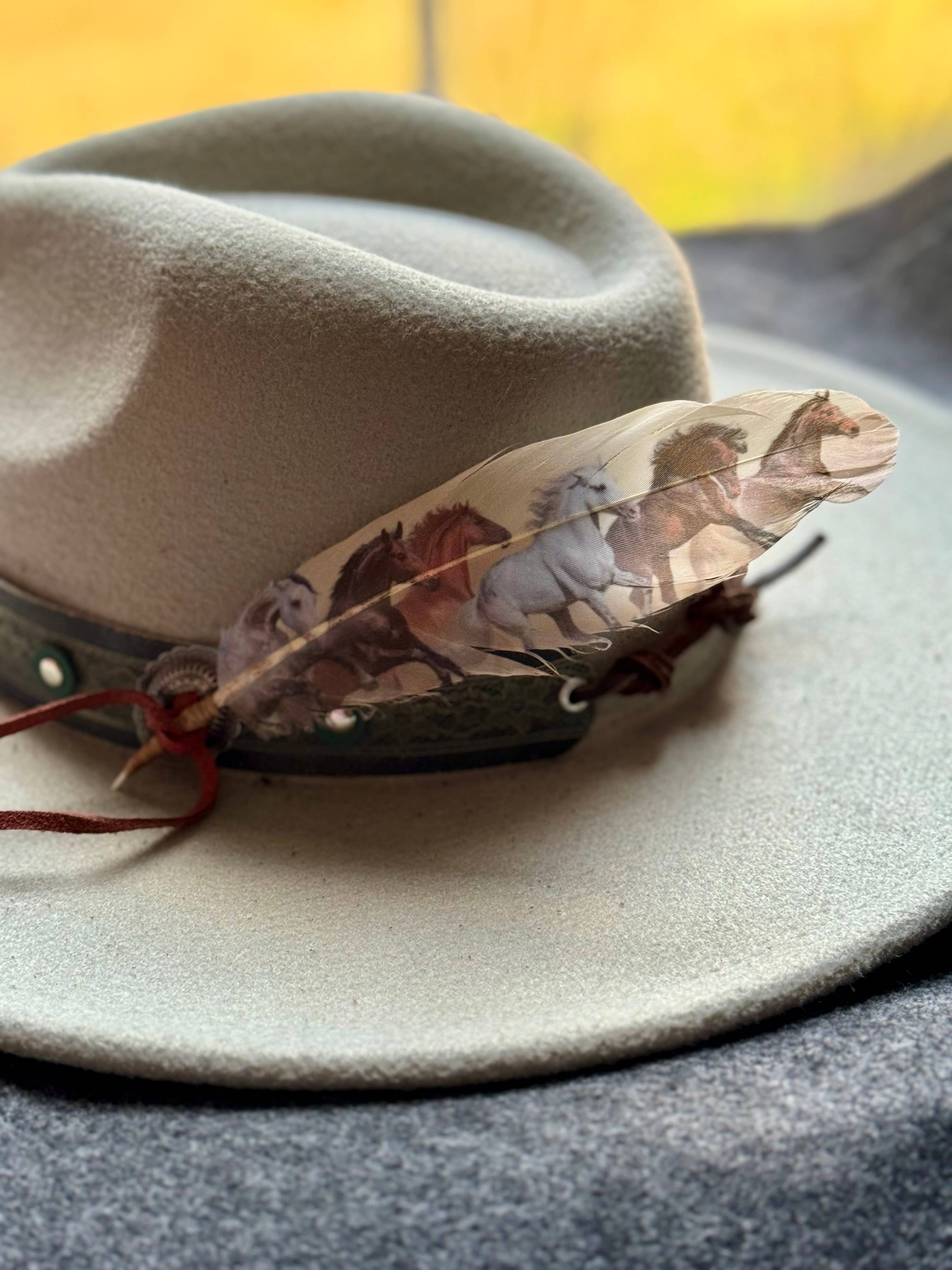 Wild Horses (Cream) Hat Feather - Western Hat Accessory - Image 2