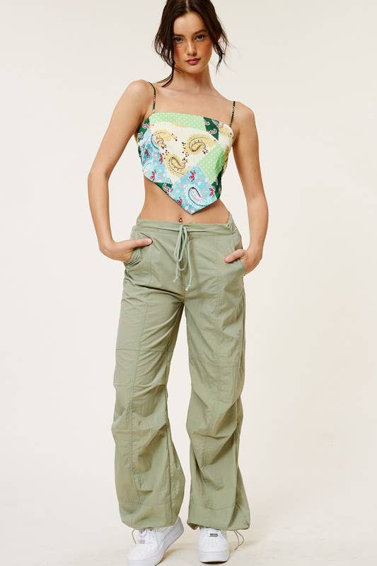 Womens Paisley Patch Print Bandana Tank Top with Back Tie - Image 4