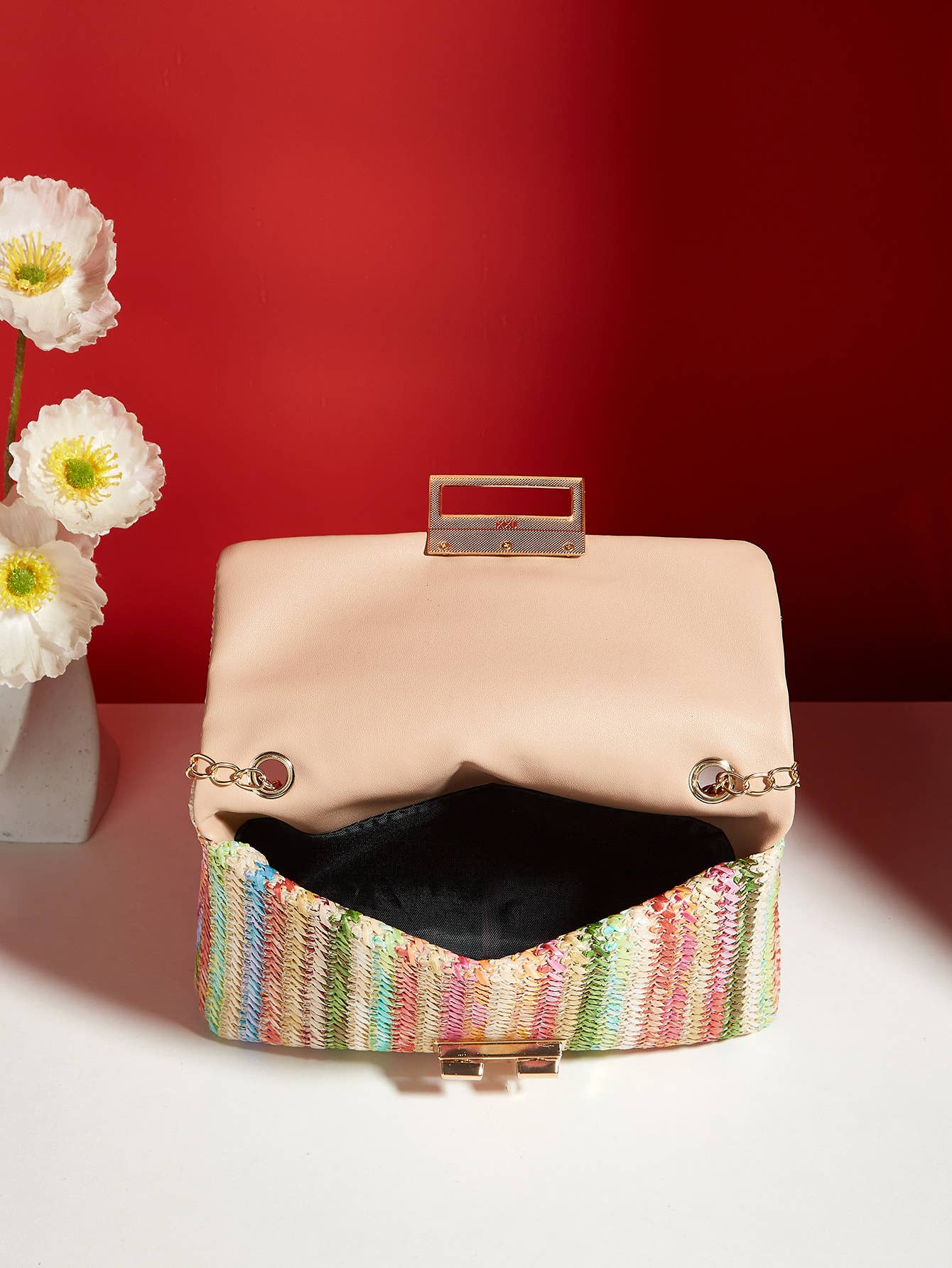 Women's straw crossbody bag small square bag - Image 4