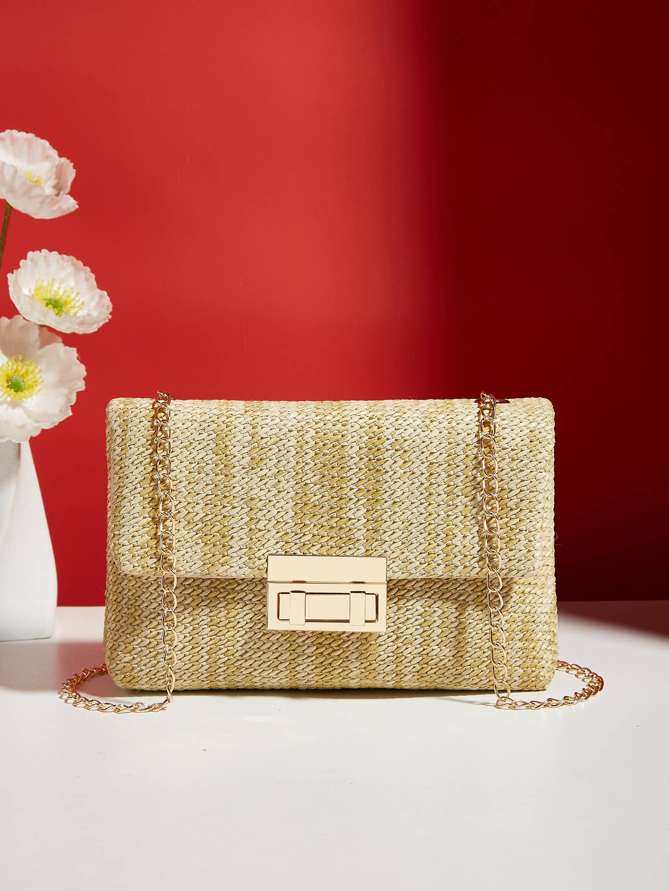 Women's straw crossbody bag small square bag - Image 9
