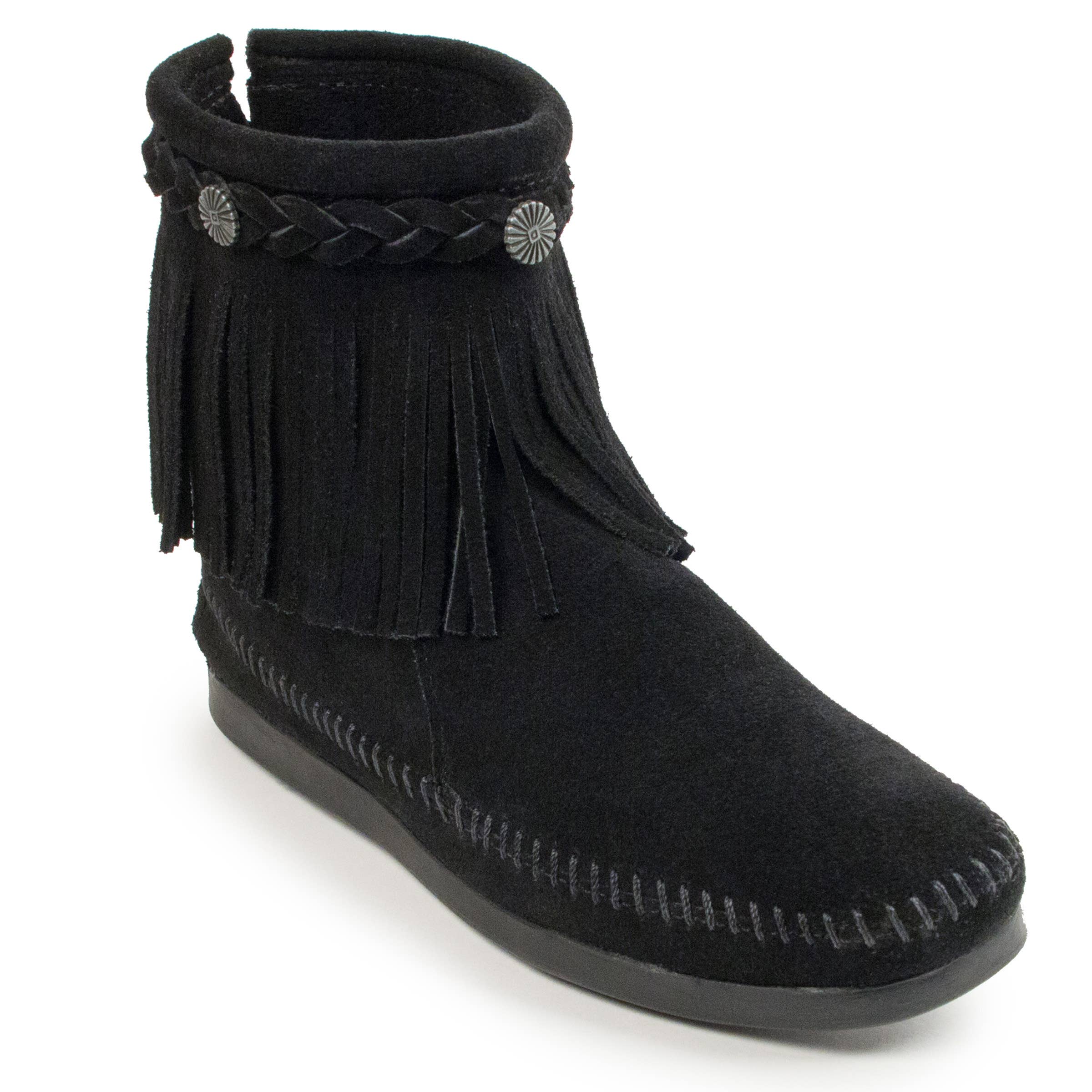 Women's Suede Fringe High Top Back Zip Ankle Boot Bootie - Image 10