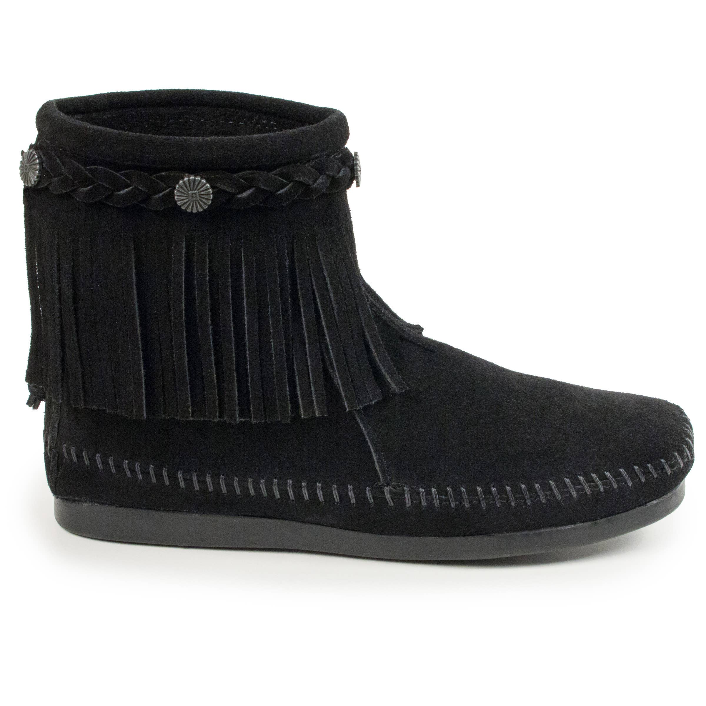 Women's Suede Fringe High Top Back Zip Ankle Boot Bootie - Image 11