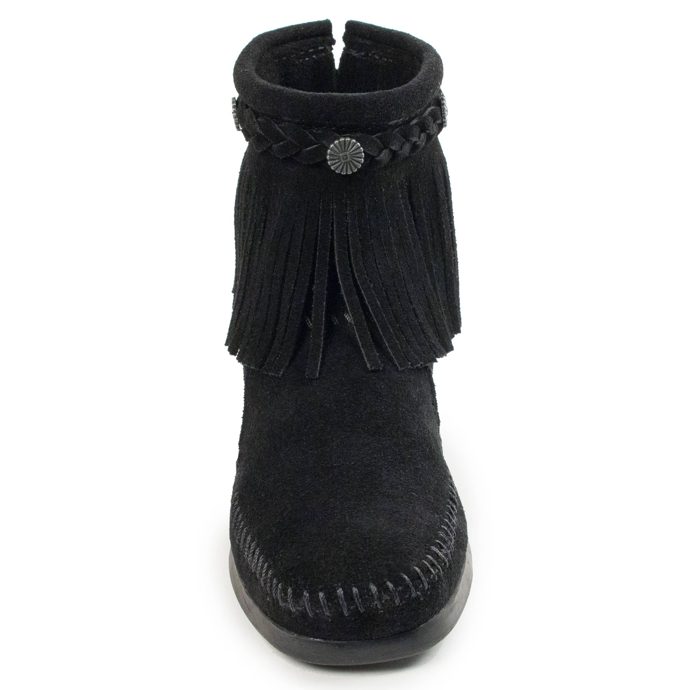 Women's Suede Fringe High Top Back Zip Ankle Boot Bootie - Image 12